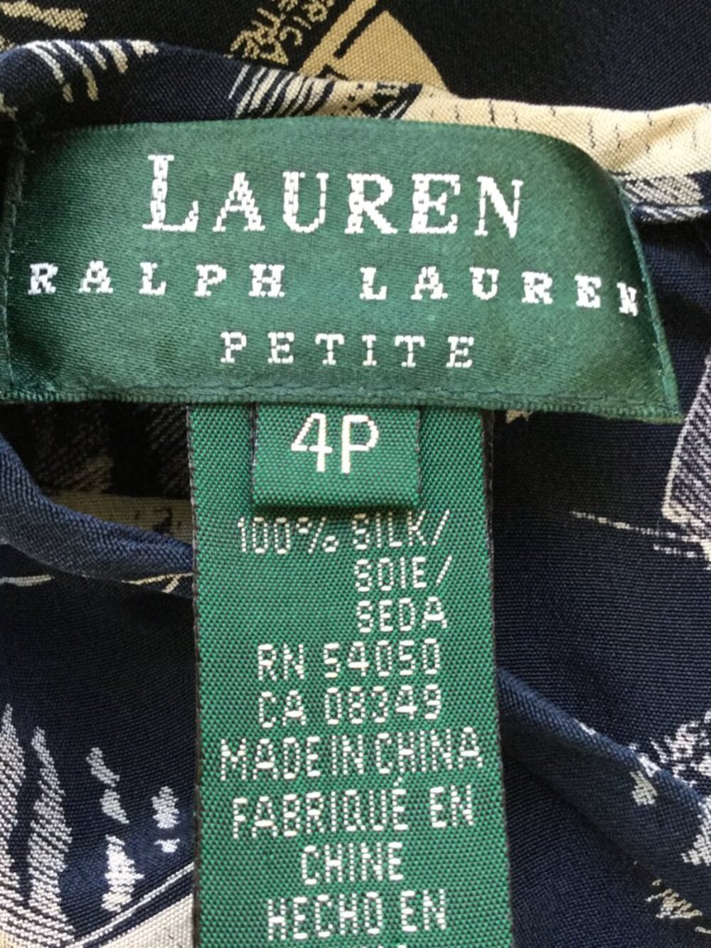 Lauren Ralph Lauren Nautical Navy Sleeveless Silk Maxi Dress 4p - Picture 5 of 5